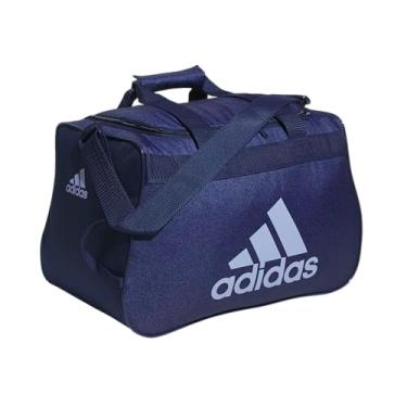 Imagem de adidas Bolsa esportiva pequena Diablo Power Gym para homens e mulheres – leve para esportes e viagens, Sarja azul escuro/tom violeta roxo, One Size, Bolsa esportiva pequena Diablo Power Gym para