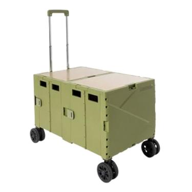 Imagem de carroça Carrinho de vagão com rodas dobrável todo o terreno vagão portátil grande capacidade vagão utilitário para compras de supermercado acampamento dobrável