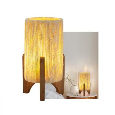 Imagem de Abajur de Mesa Moderno para Sala Quarto Cúpula em Corda Sisal Milão - 