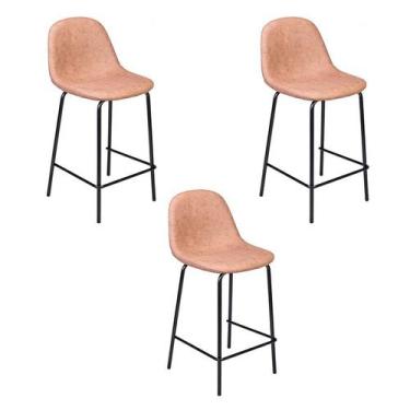 Imagem de Kit 3 Banquetas Tânia Pu 65cm Marrom Vintage - Rivatti