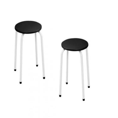 Imagem de Banco Fil Mocho C/2 Unidades Branco Assento Preto Preto - FIL MÓVEIS