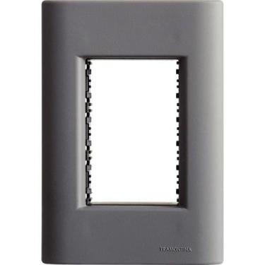 Imagem de Placa 3 Postos 4x2 Tramontina Giz Titânio Soft Touch Suporte Tramontin