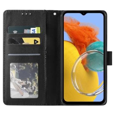 Imagem de Capa Carteira em Couro Compatível Samsung Galaxy M14 Flip Case Premium com Porta Cartões, Preto