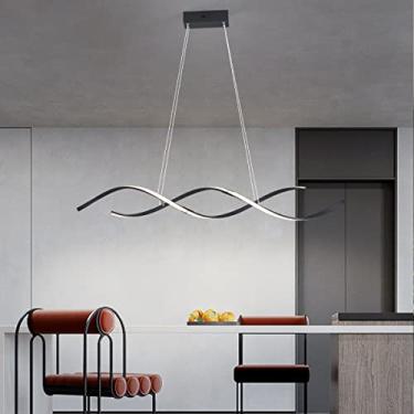 Imagem de Altura ajustável 120 cm Lustre LED moderno para sala de jantar Bar Cozinha decoração de sala Trabalho Pendurado Lustre luminárias (Preto)