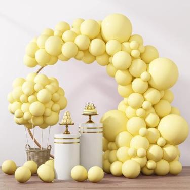 Imagem de Conjunto de Balões RUBFAC - 129 Unidades em Amarelo Pastel - Tamanhos 