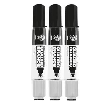 Imagem de Kit 3 Pinceis MQBX Para Quadro Branco Recarregáveis - Não Mancha! (Preto)