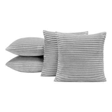 Imagem de Kit 4 Almofadas Cheias Para Sofá 45x45cm Isabel Manta Flannel Jacquard - Cinza