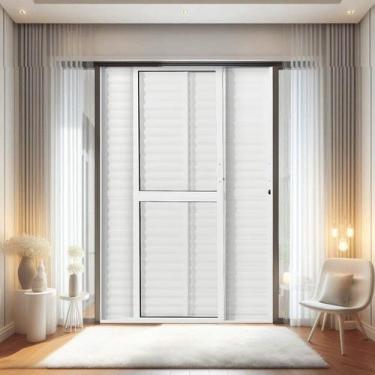 Imagem de Porta Balção de Aluminio 210x120cm 2 Folhas Moveis e 1 Folha Fixa - CR