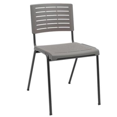 Imagem de Cadeira Empilhável Fixa Escritório Multiuso Base Preta Kimi P03 Basalt