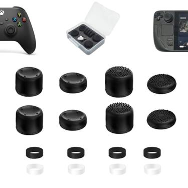Imagem de ZHI-NYLLDJS Conjunto de tampas de aperto de polegar FPS para Xbox One (Série X, S) Tampas de controle de silicone para polegares de silicone Tampas de joystick para Steam Deck, anéis de precisão para