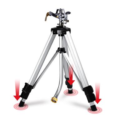 Imagem de YAMATIC Aspersor de impacto na base de tripé ajustável, área grande de 360 graus, pulverizador ajustável resistente para irrigação de gramado, quintal e grama, spray de até 6 a 27,4 m (91,4 cm)