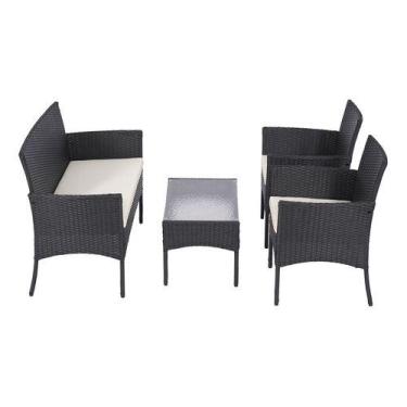 Imagem de Conjunto Jardim Rattan 4 Peca Poltrona Dupla, Poltrona, Mesa - JHC Hom