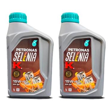 Imagem de Kit Troca 2 L Óleo de Motor Petronas Selenia K Sae 15w40 Api Sp Semissintetico