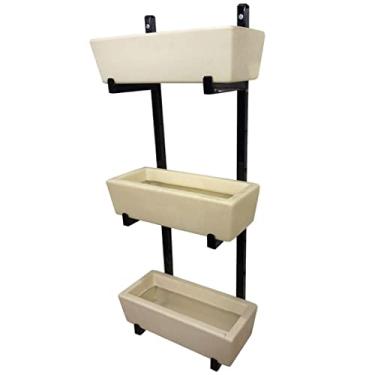 Imagem de Suporte Prateleira de Ferro Jardim Vertical com 3 Floreiras Cor: Bege