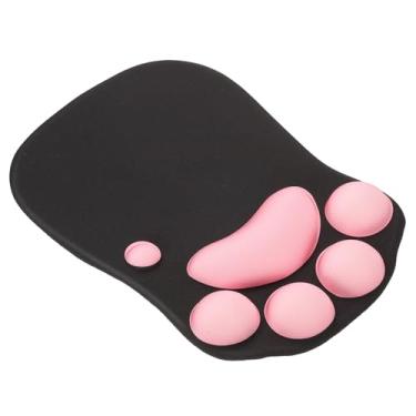 Imagem de PATIKIL Mouse pad de gel com descanso de pulso, mouse pad ergonômico pata de gato confortável espuma viscoelástica base antiderrapante macia para computador, laptop, escritório, preto e rosa