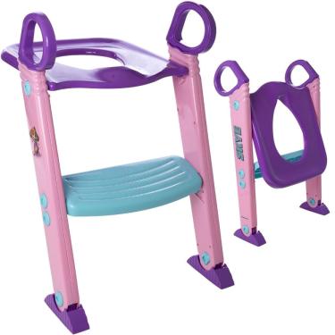 Imagem de Redutor de Assento Vaso Sanitário Infantil com Escadinha Baby Style Patrulha Canina Antiderrapante Rosa Skye
