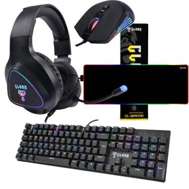 Imagem de Kit Gamer Com Teclado Mouse Headset Mouse Pad SET013 - CLANM