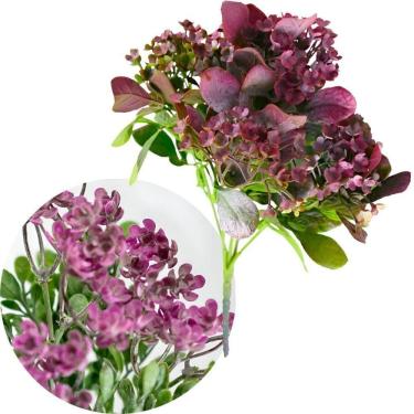 Imagem de Kit 8 Plantas Kalanchoe Artificial Flores Jardim Buquê 30cm