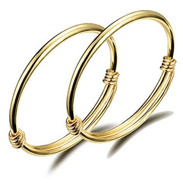 Imagem de Pulseira infantil banhada a ouro 18 k para crianças, presente seguro, fácil de ajustar 12 a 15 cm, One Size, Metal