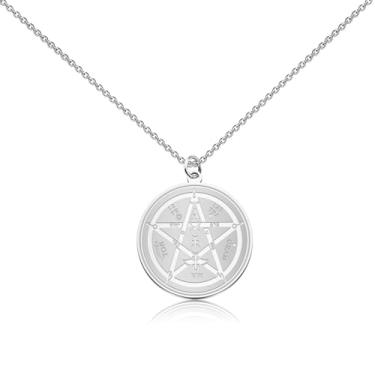 Imagem de BLEOUK Colar Tetragrammaton, joia pentagrama, presente temático pagão para mulheres, presente com pingente de sete arcanjos, Small, Metal, na unknow