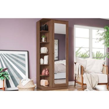 Imagem de Armário Multiuso Juvenil Duetto c/ 1 Porta c/ Espelho Castanho - Henn