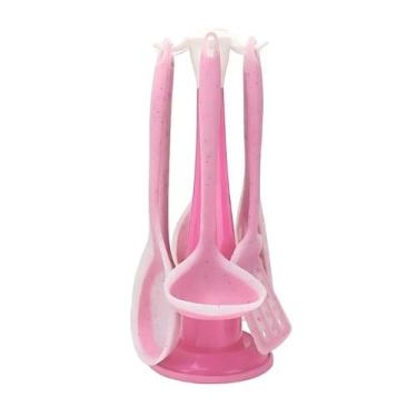 Imagem de Conjunto 7 Peças Utensílios Silicone Rosa Alta Resistência - shop mix