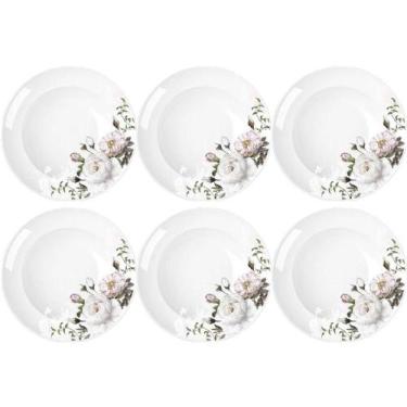 Imagem de Jogo 6 Pratos de Porcelana com Estampa Floral Germer Fundos Redondos 2