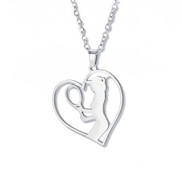 Imagem de xdlhghe Colares de coração de tênis femininos modernos personalizados com pingente de raquete de tênis, colar fofo com pingente ocidental delicado, minimalista, joia de amizade simples, Latão, Sem