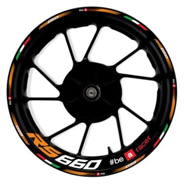 Imagem de Awonderful Kit de listras refletivas de motocicleta adesivos de aro de roda de vinil compatível com Aprilia RS660 2020-2023 (laranja)