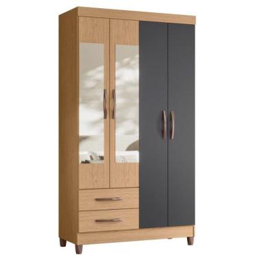Imagem de Guarda Roupa Solteiro 103cm com Espelho Dony A02 Freijó/Titanium - Mpo