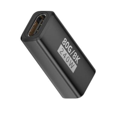 Imagem de cablecc Adaptador de extensão USB 5.0 de 80 Gbps (feminino a feminino) com 240 W, 16 K, 8 K e 5 K, compatível com USB 4.0, Thunderbolt 3/4/5.