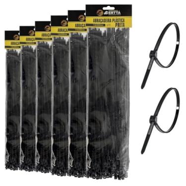 Imagem de 300 Abraçadeiras Lacre De Nylon Grande Enforca Gato Cinta Plástica 7 x 500mm Fita Hellerman Grossa 50cm Preto Lojista