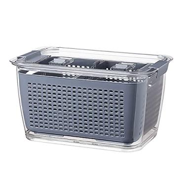 Imagem de Cesta de piquenique multifuncional caixa de drenagem de cozinha tigela de arroz lavagem de legumes frutas cesta peneira escorredor de camada dupla (cor: 19,8 x 13,3 x 11,4 cm)