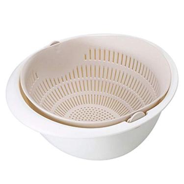 Imagem de Cesta de drenagem de cozinha, tigela de arroz, escorredor, cestos de cozinha, coador de cozinha, macarrão, legumes, frutas, ralo duplo, cesta de armazenamento (cor: B) (C)