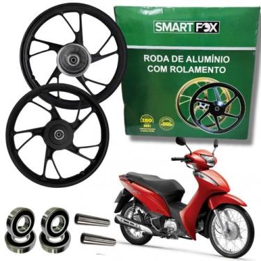 Imagem de Par Roda Biz 125 110 100 Pé Galinha Liga Leve Freio Tambor - Smartfox