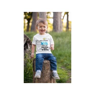 Imagem de Camiseta Bebê Frases Meu Primeiro Dia Dos Pais Com Meu Irmão mais velh