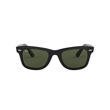 Imagem de Óculos de sol Ray-Ban RB2140F Original Wayfarer Low Bridge Fit Quadrado, Preto/G-15 Verde, 52 mm