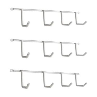 Imagem de Kit com 3 Suportes Porta Vassouras Isabela com 4 Ganchos Branco