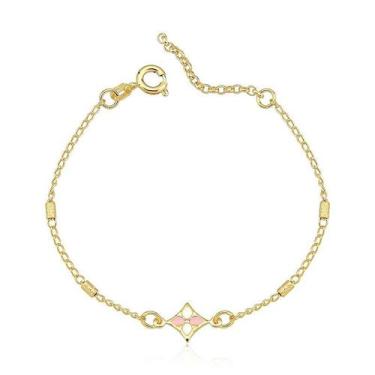 Imagem de Pulseira Infantil Florzinha Colorida Folheada a Ouro 18k - Maise Joias