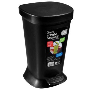 Imagem de Lixeira Coza Com Pedal Square Em Polipropileno 5L Preto