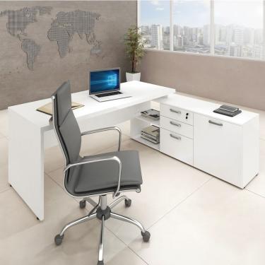 Imagem de Mesa Para Consultório Branca Com Gavetas E Porta Web40 1,70M