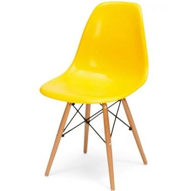 Imagem de Cadeira Eiffel Charles Eames F03 Amarelo Com Pés De Madeira