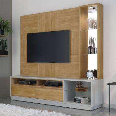 Imagem de Estante Home Para Tv Até 65 Polegadas 2 Gavetas 2 Nichos Nevada Valdemóveis Cinamomo/off White