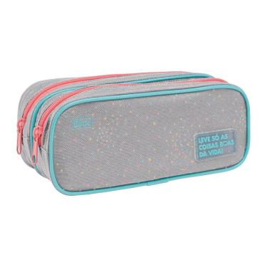 Imagem de Estojo Escolar Duplo Grande Académie Dots Tilibra Cinza