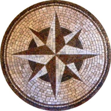 Imagem de Rosa Dos Ventos Em Mosaico Com Mármores E Granitos Tamanho 150cm