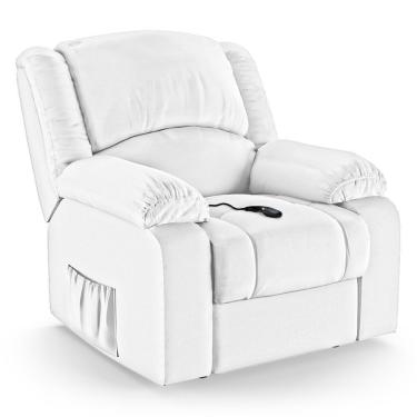 Imagem de Poltrona Do Papai Reclinável Melim Controle Power Elétrico Pu Branco Fh1 - D'rossi