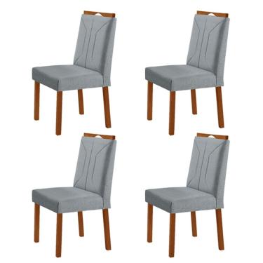 Imagem de Kit 4 Cadeiras Luna Com Puxador Móveis Minas Cor Linho Cinza