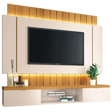 Imagem de Painel Para Tv Suspenso 55 Pol. Illuna H01 Off White-cinamomo - Mpozenato
