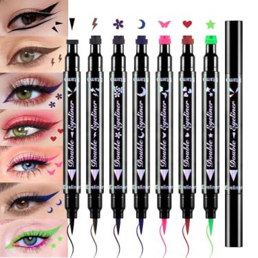 Imagem de BINGBRUSH Conjunto De 7 Peças Caneta Delineadora Líquida Dupla Face, Carimbos Faciais, Maquiagem Extremamente Preta, À Prova D'Água, Gel Fino, Ponta Feltro, Alta Pigmentação E Selagem (Conjunto 01#)