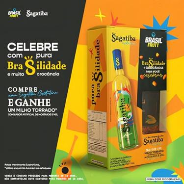 Imagem de Sagatiba Kit Cachaça Cristalina 700ml com Milho Torrado Brasil Frutt Sabor Mostarda e Mel